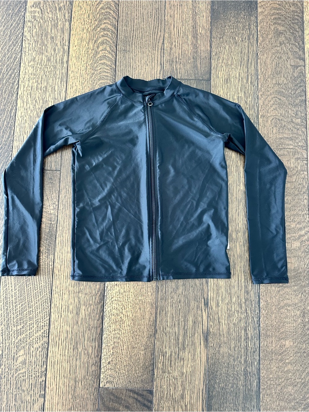 Kids Black Long-Sleeve Zip Front Rashguard